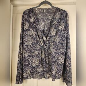J Jill Floral Blouse Size XL flowers corpcore office Professional casual